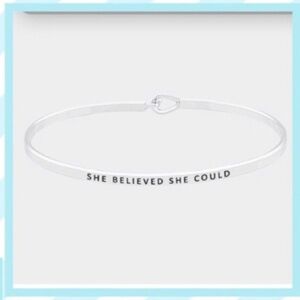 Affirmation mantra bracelet, silver trendy boho minimalist